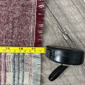 Fringed Burgundy and Tan Blanket Scarf